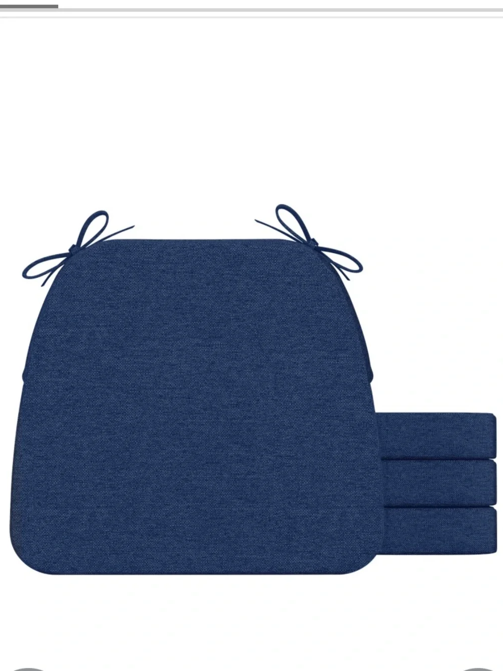 Set of 4 Navy Blue Dining Chair Cushions with Ties